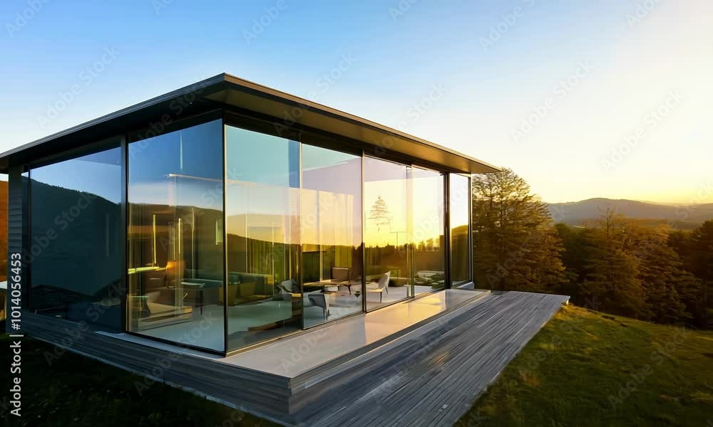 Glass house with unobstructed views. Video Glass house with unobstructed views. Video