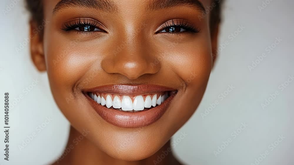A joyful woman displays a radiant smile, highlighting her natural beauty and confidence in a softly lit indoor environment, creating a warm, inviting atmosphere. A joyful woman displays a radiant smile, highlighting her natural beauty and confidence in a softly lit indoor environment, creating a warm, inviting atmosphere.