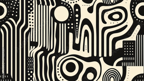 A monochromatic abstract design featuring fluid shapes and patterns, ideal for graphic design and artistic inspiration.