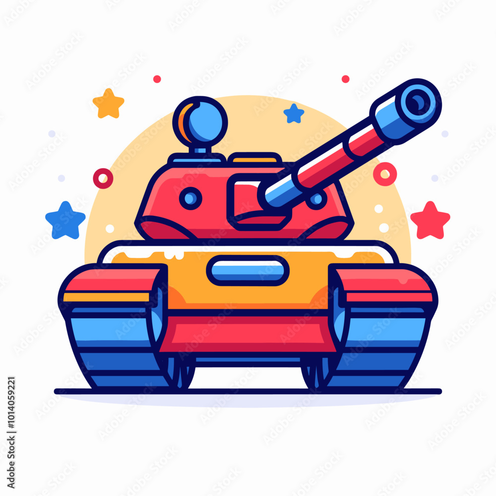 Cartoon tank icon isolated on white background. Vector illustration in flat style. Cartoon tank icon isolated on white background. Vector illustration in flat style.