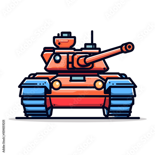 Cartoon tank. Vector illustration in a flat style on a white background.