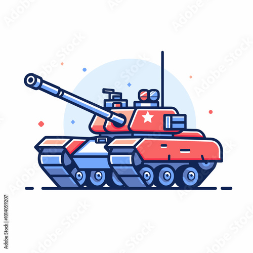 Cartoon tank icon isolated on white background. Vector illustration in flat style.
