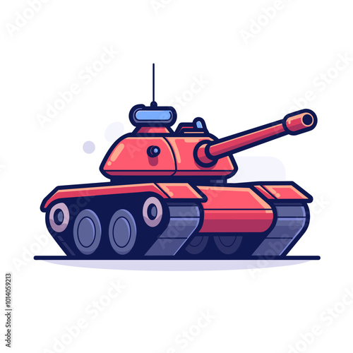 Cartoon tank. Vector illustration in a flat style on a white background.