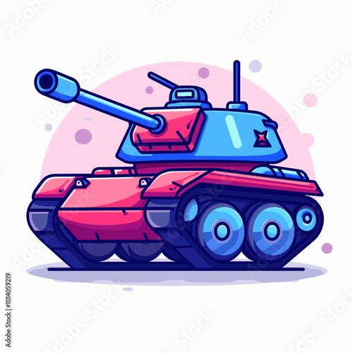 Cartoon tank icon isolated on white background. Vector illustration in flat style.