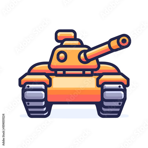 Cartoon tank icon isolated on white background. Vector illustration in flat style.