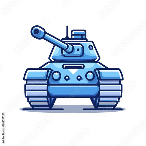 Cartoon tank icon isolated on white background. Vector illustration in flat style.