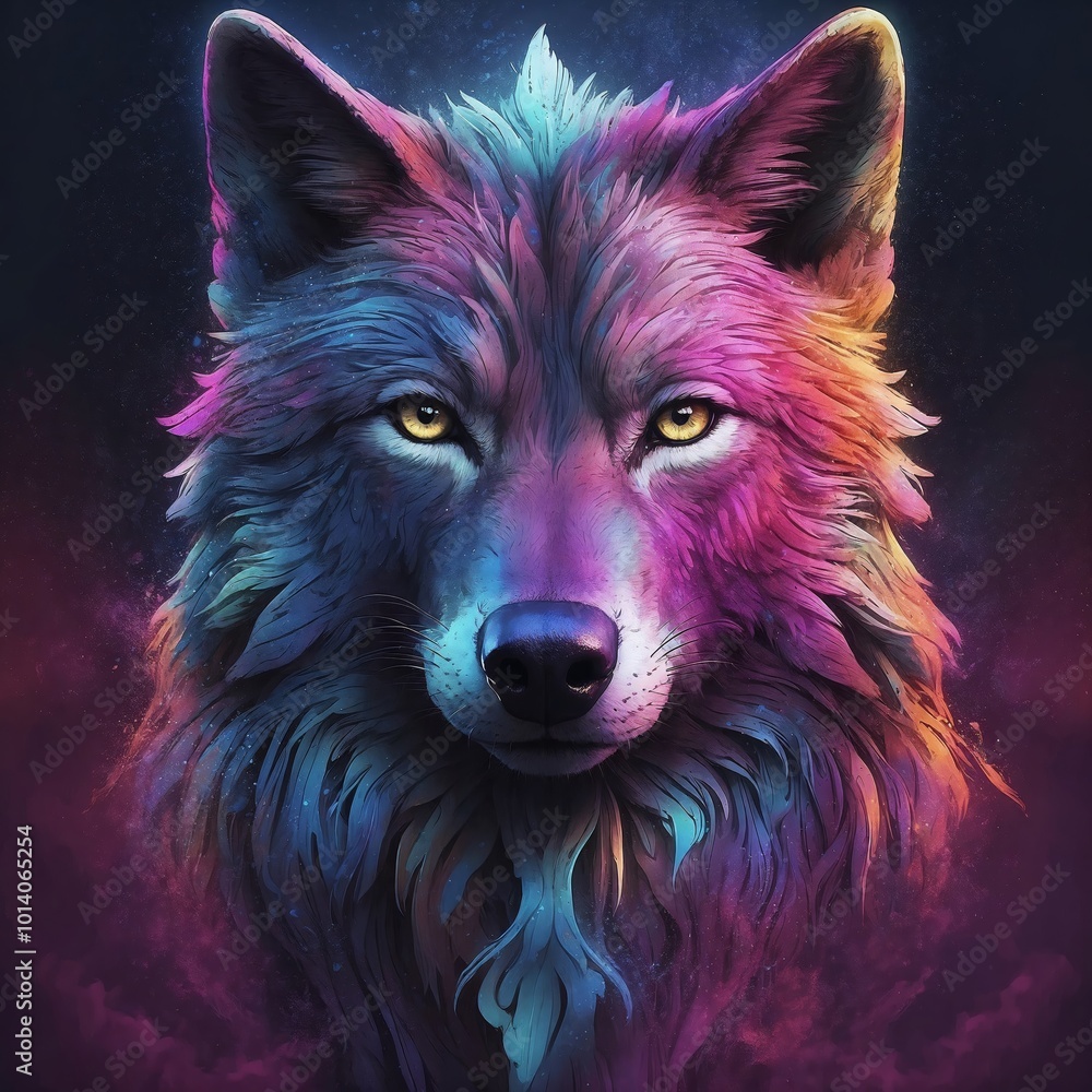 Naklejka premium Wolf Nebulosa Galaxy Design Image