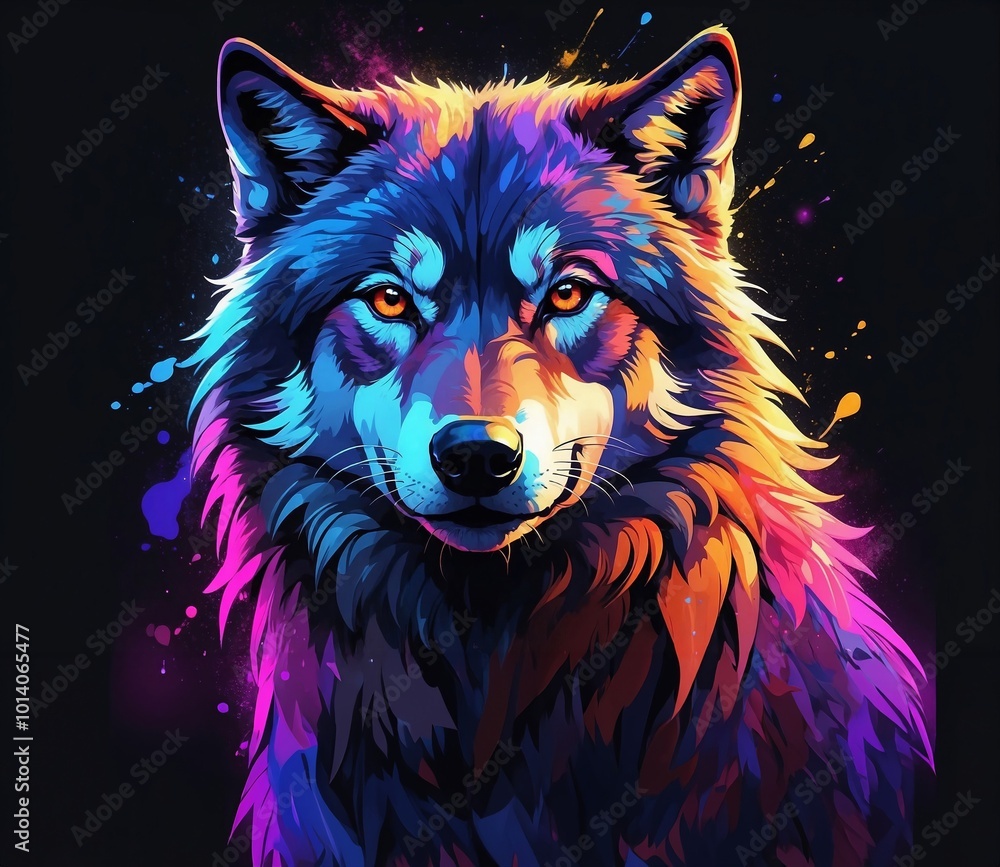 Naklejka premium Wolf Nebulosa Galaxy Design Image