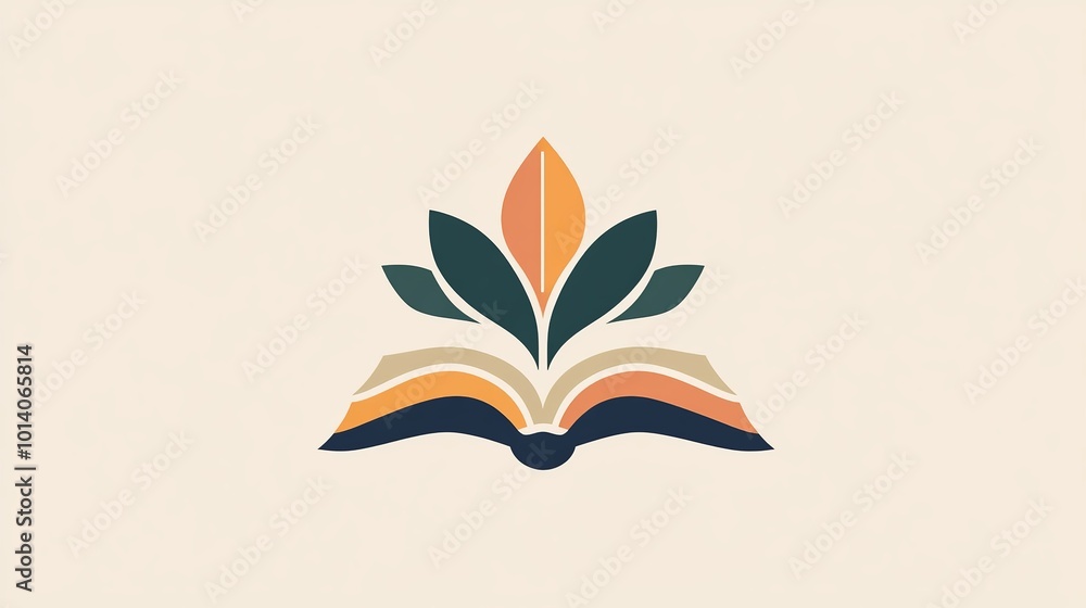 Minimalist Geometric Logo of a Blooming Book-Flower Symbolizing Individual Growth, Development, and Harmony, Combining School and Nature Themes for a Secure and Bright Educational Environment Minimalist Geometric Logo of a Blooming Book-Flower Symbolizing Individual Growth, Development, and Harmony, Combining School and Nature Themes for a Secure and Bright Educational Environment