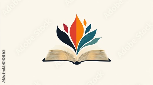 Flourishing Knowledge: A Minimalist Book Logo Design Symbolizing Individual Growth and a Bright Educational Environment