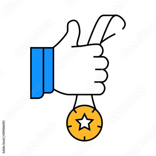 medal for successful work line icon vector. medal for successful work sign. isolated symbol illustration