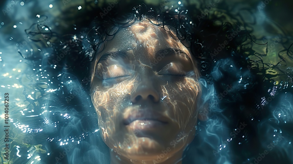 Submerged Beauty: Woman's Face Underwater Submerged Beauty: Woman's Face Underwater