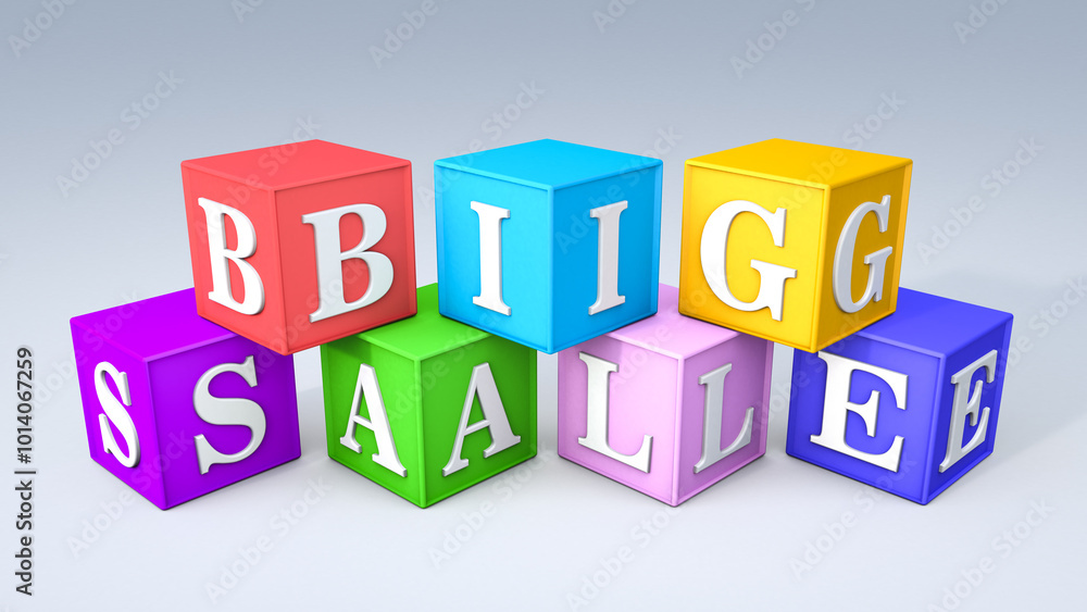 Cubes forming the words Big Sale Cubes forming the words Big Sale