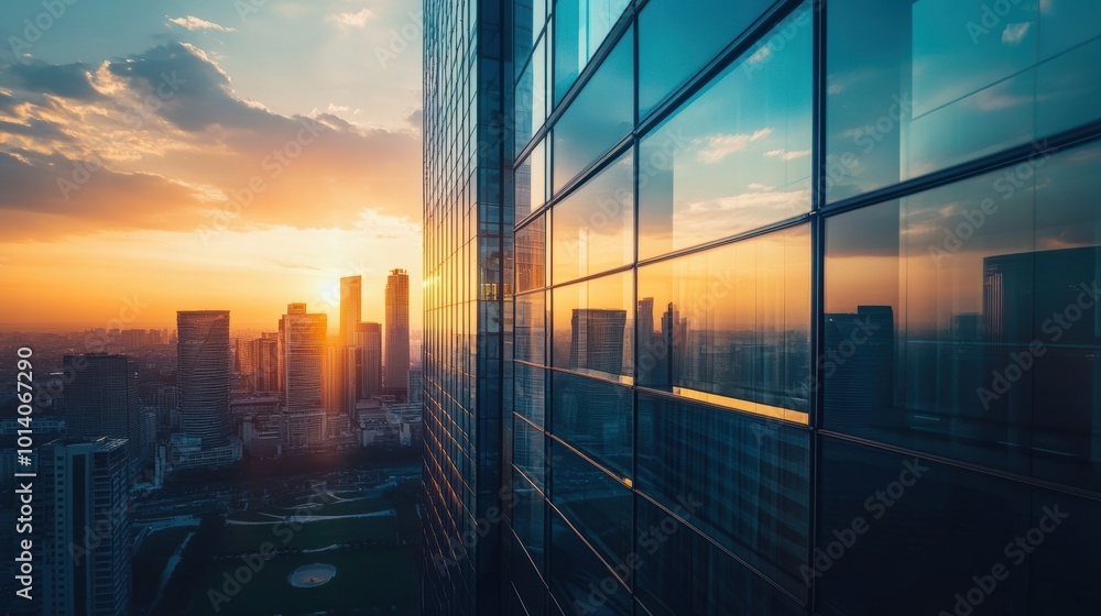 A vibrant sunset reflects on a sleek glass skyscraper, overlooking a sprawling city skyline, blending modern architecture with the warm hues of the evening sky.
A vibrant sunset reflects on a sleek glass skyscraper, overlooking a sprawling city skyline, blending modern architecture with the warm hues of the evening sky.