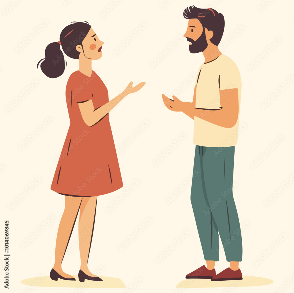 A man talking to his girlfriend illustration A man talking to his girlfriend illustration