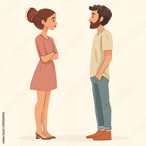 A man talking to his girlfriend illustration