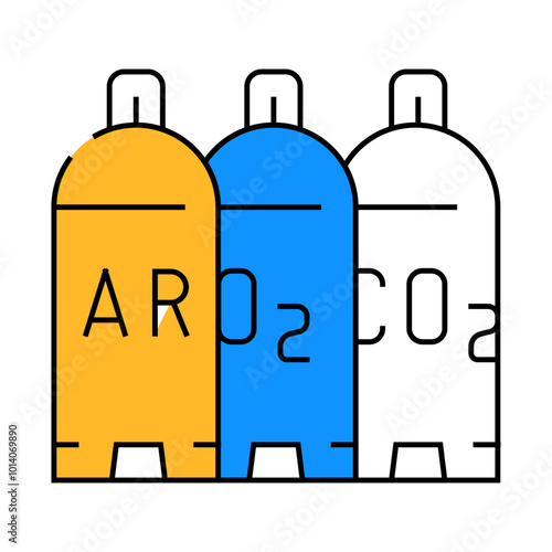 welding gases argon, oxygen, carbon dioxide line icon vector. welding gases argon, oxygen, carbon dioxide sign. isolated symbol illustration