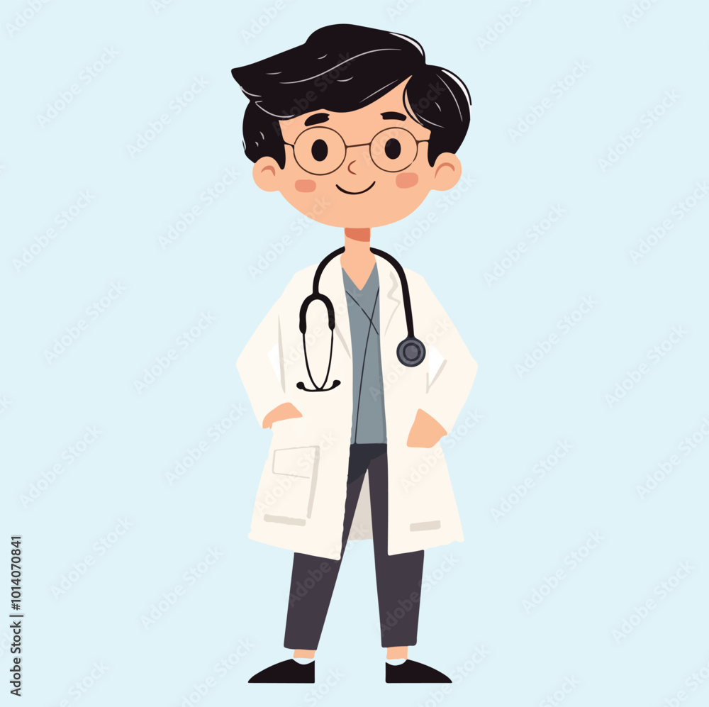 A male doctor with stethoscope illustration A male doctor with stethoscope illustration