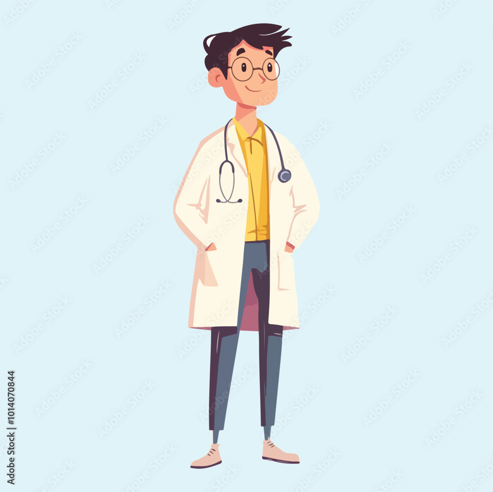 A male doctor with stethoscope illustration A male doctor with stethoscope illustration