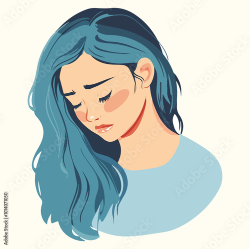 A depressed woman illustration