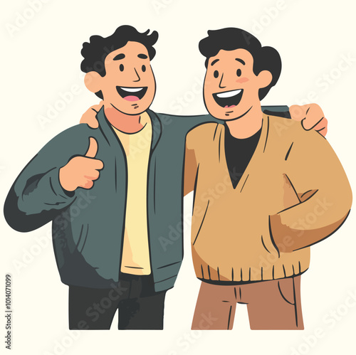 Two men best friend enjoying together concept illustration