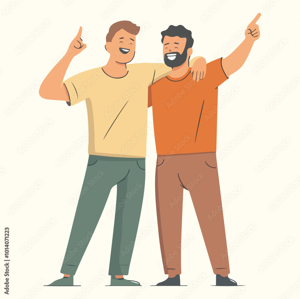 Two men best friend enjoying together concept illustration Two men best friend enjoying together concept illustration