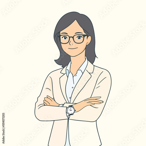 Business woman wearing watch time management concept illustration