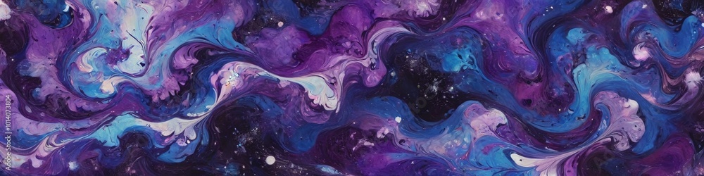 A cosmic marbled paper design in deep space blues and radiant purples, with swirling patterns that mimic the dance of distant galaxies, Generative AI A cosmic marbled paper design in deep space blues and radiant purples, with swirling patterns that mimic the dance of distant galaxies, Generative AI