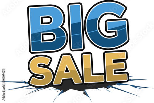 Big Sale Text with Cracks: Bold Commercial Illustration