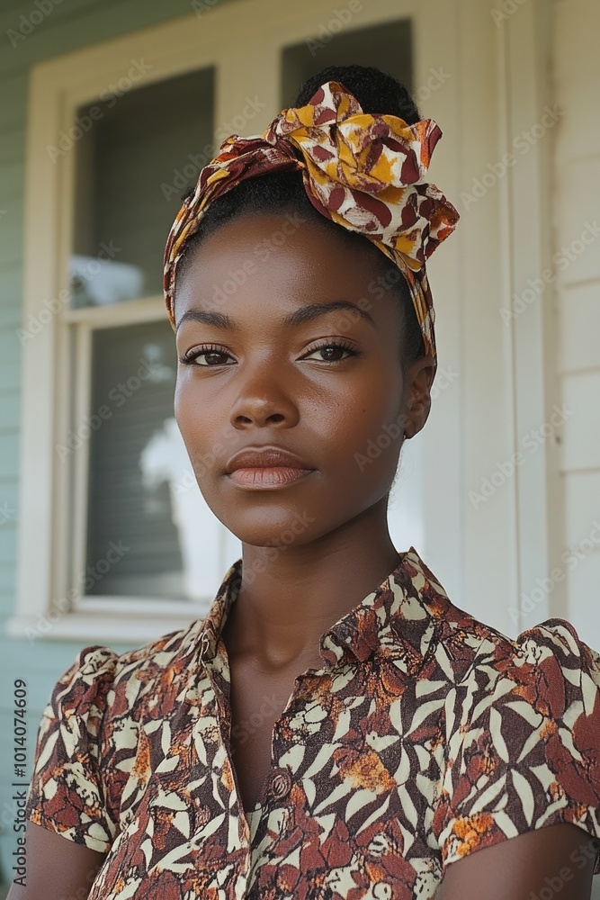 Fototapeta premium Timeless portrayal: black portrait from the 1960s and 1970s, periods authentic atmosphere, the powerful narratives, fashion, and spirit that defined a pivotal era in history