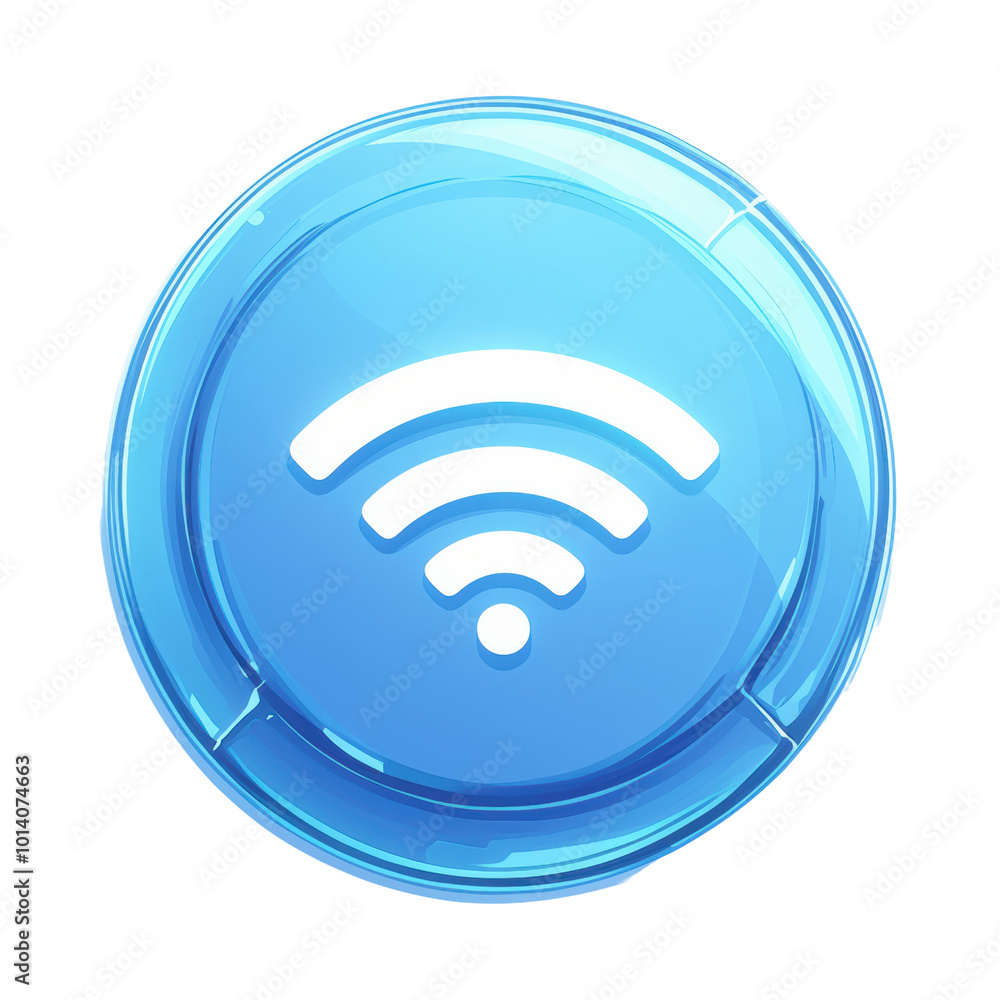 Blue Wi-Fi Symbol on a Circular Button isolated on transparent background.
Blue Wi-Fi Symbol on a Circular Button isolated on transparent background.