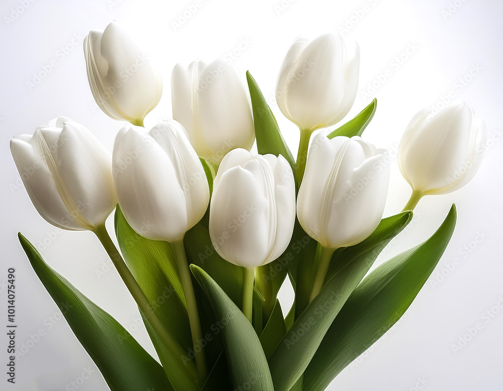 white tulips on a solid white background white tulips on a solid white background