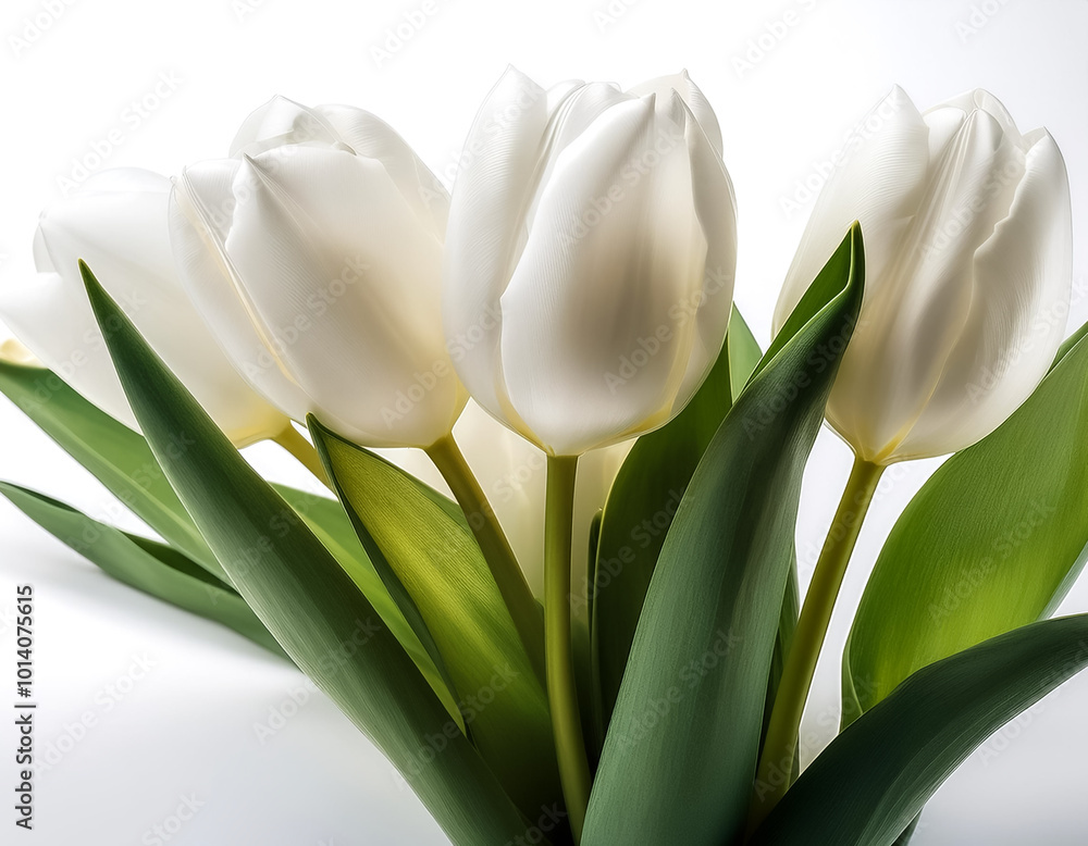 white tulips on a solid white background white tulips on a solid white background