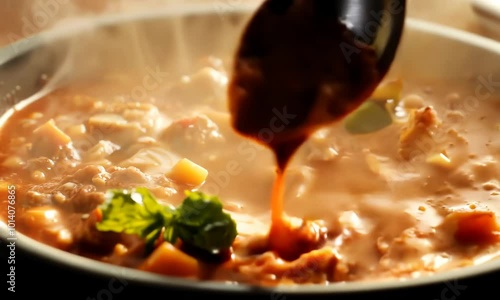 Warm bowl of hearty chili Video
