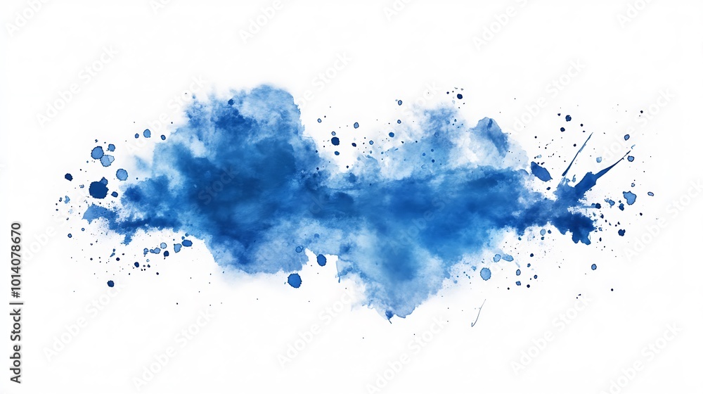 Bright blue watercolor splash creating a stunning contrast on white background Bright blue watercolor splash creating a stunning contrast on white background
