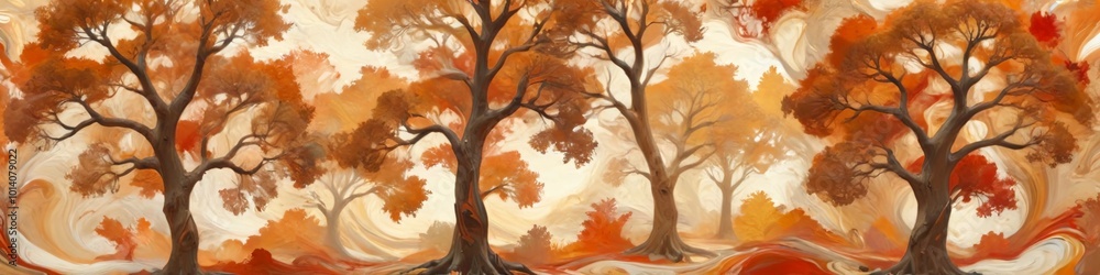 custom made wallpaper toronto digitalWarm russet and creamy beige swirl together, capturing the essence of magical trees in autumnal splendor, Generative AI