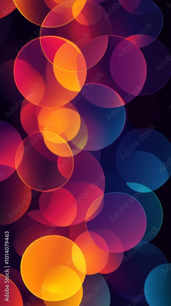 Colorful abstract circles on a dark background Colorful abstract circles on a dark background
