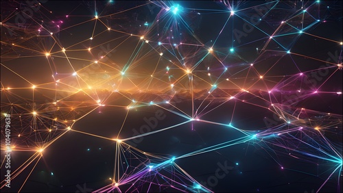 Show a network of interconnected AI systems, each represented by glowing nodes in a futuristic digital landscape. 