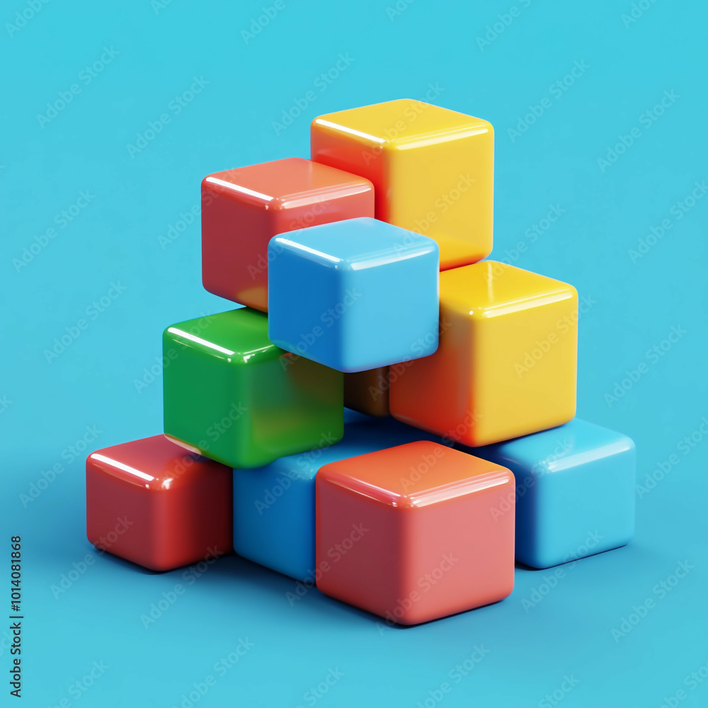 3D Building Blocks Icon: Child's Creative Toy Illustration Logo 3D Building Blocks Icon: Child's Creative Toy Illustration Logo