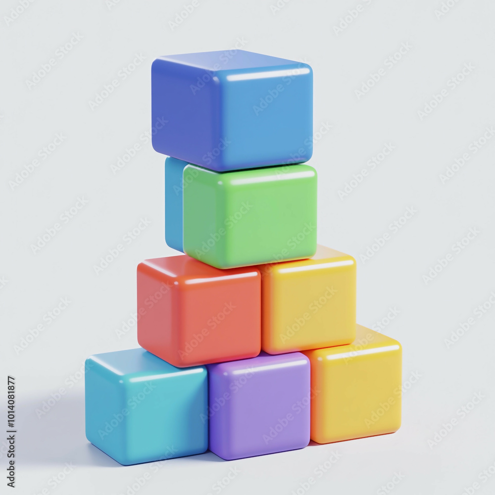 3D Building Blocks Icon: Child's Creative Toy Illustration Logo 3D Building Blocks Icon: Child's Creative Toy Illustration Logo