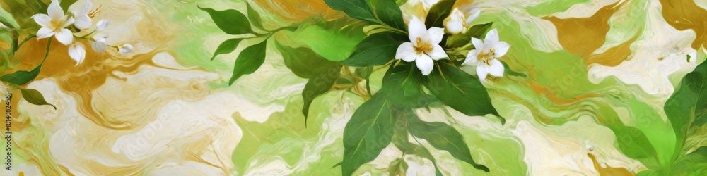 Elegant jasmine green and deep golden hues blend beautifully, evoking the aromatic experience of jasmine tea with reflective lacobel details, Generative AI Elegant jasmine green and deep golden hues blend beautifully, evoking the aromatic experience of jasmine tea with reflective lacobel details, Generative AI