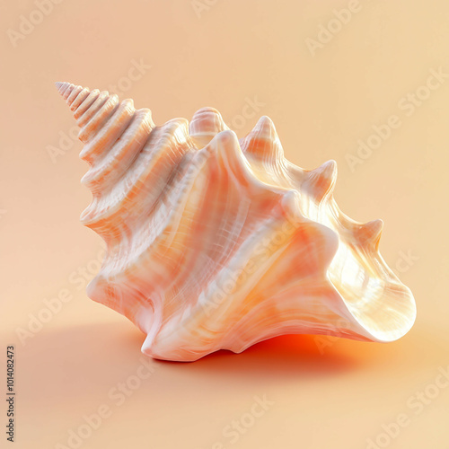 3D Conch Shell Icon: Marine and Coastal Object Illustration Logo