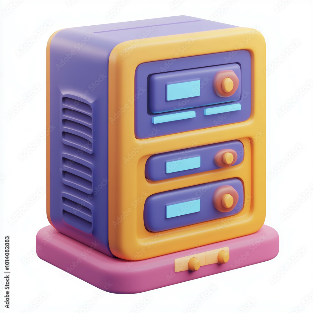 Obraz premium 3D Data Center Icon: Digital Infrastructure Hub Illustration Logo