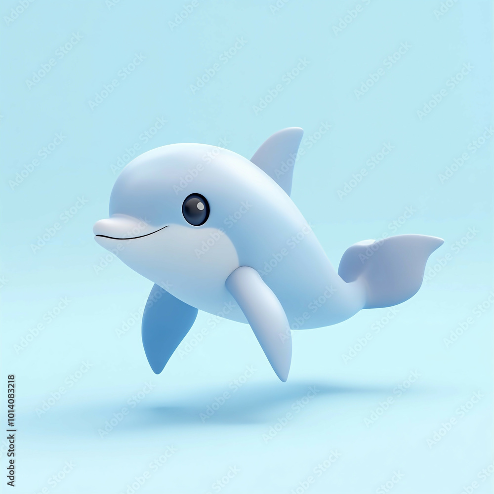 3D Dolphin Icon: Marine and Playful Mammal Illustration Logo