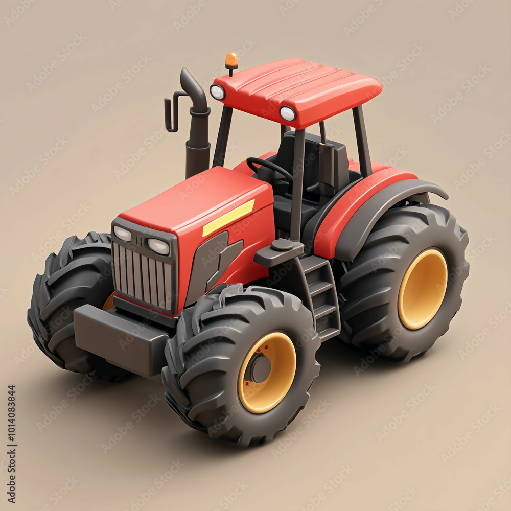 Obraz premium 3D Farmer's Tractor Icon: Agricultural Machinery Illustration Logo
