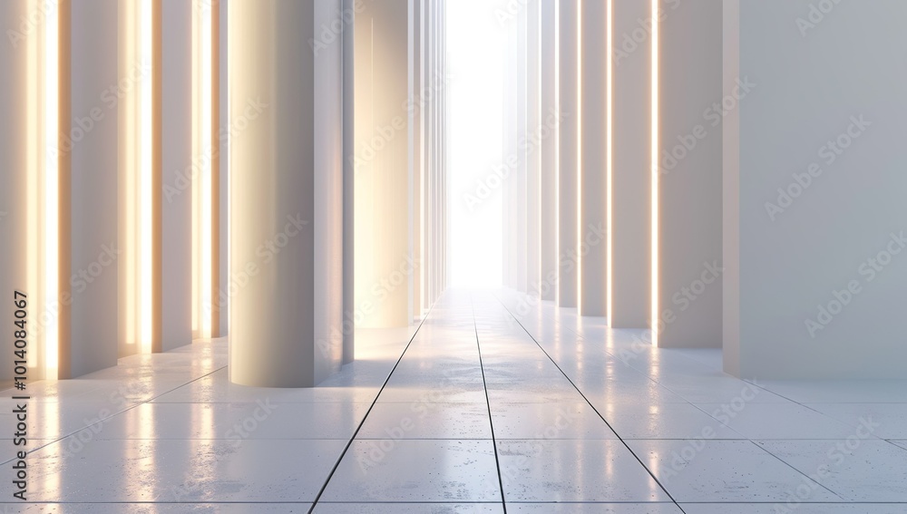 3d render, abstract futuristic background with white pillars and glowing... 3d render, abstract futuristic background with white pillars and glowing...