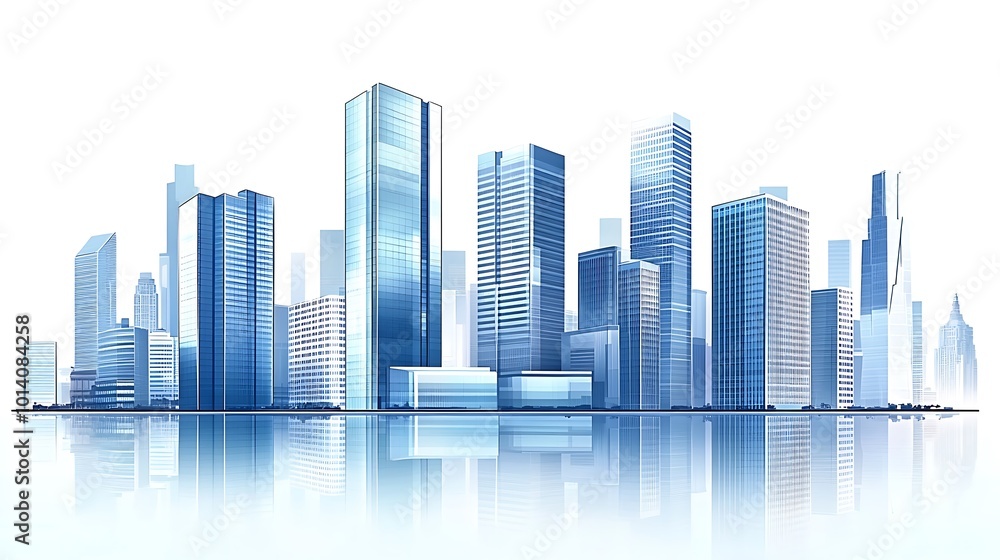 Luxurious glass office building integrating seamlessly into the urban business environment Luxurious glass office building integrating seamlessly into the urban business environment