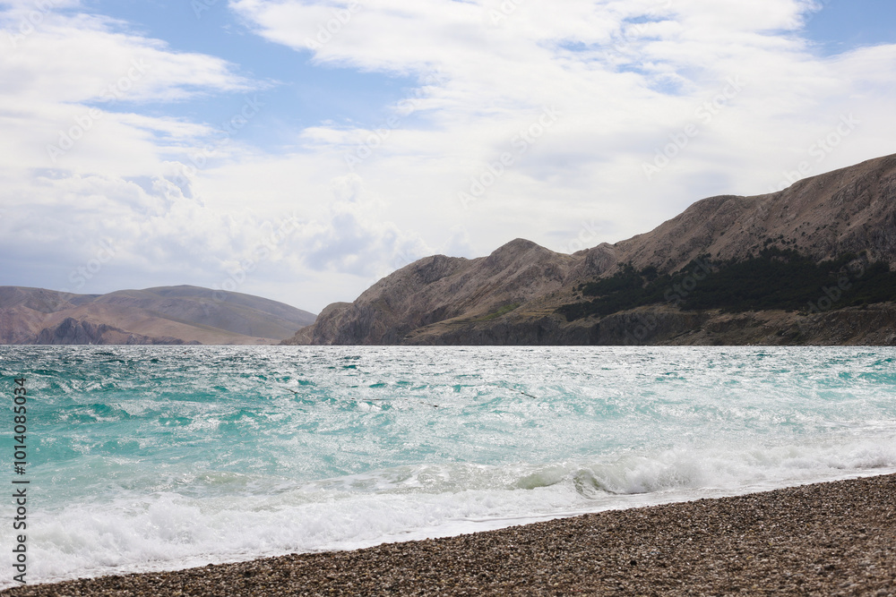 Croatia, Krk island. sea in autumn. vacation by the sea Croatia, Krk island. sea in autumn. vacation by the sea