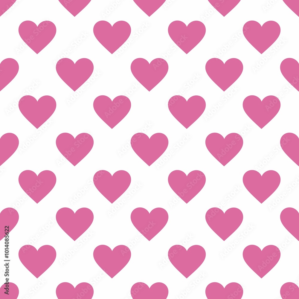 Hearts Pink Pattern with White Background Hearts Pink Pattern with White Background