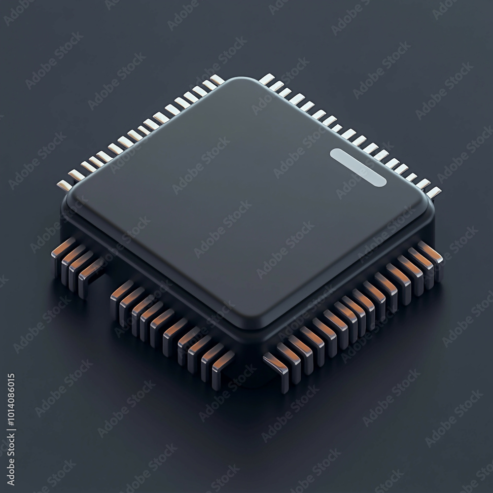 3D Microchip Icon: Technology and Electronics Component Illustration Logo 3D Microchip Icon: Technology and Electronics Component Illustration Logo